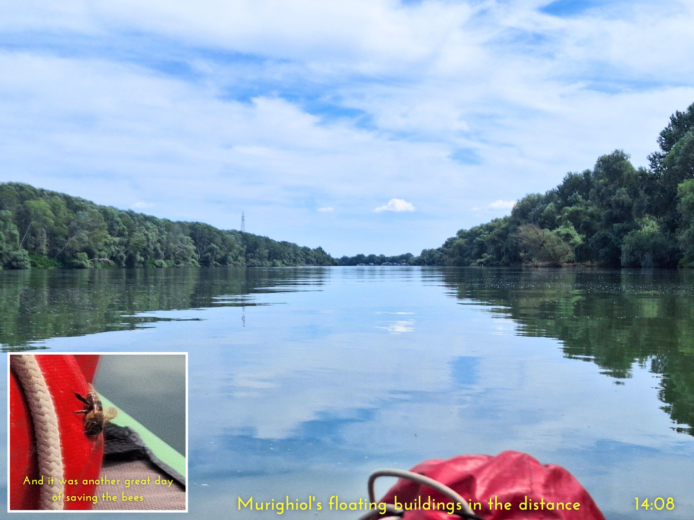 port of Murighiol on the Danube bypass canal reflections hitchhiker bee kayaking from Tulcea day 85