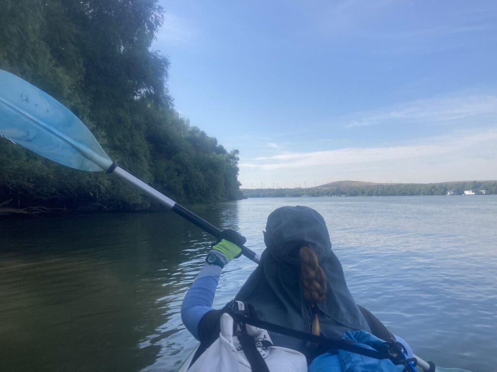 Iris Veldwijk kayaking Nufaru Romania Sfantu Gheorghe branch Danube Delta day 85 source to Black Sea trip