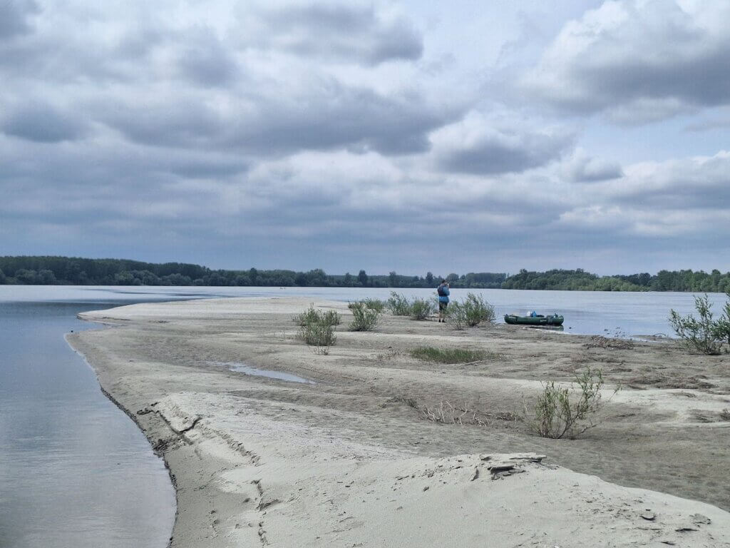 Jonas and Zucchini the kayak on river island kayaking break Serbia Belegish