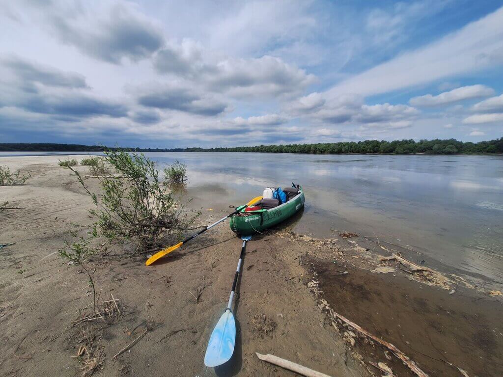 Zucchini the kayak Danube River Serbia Belegish Island river break pause