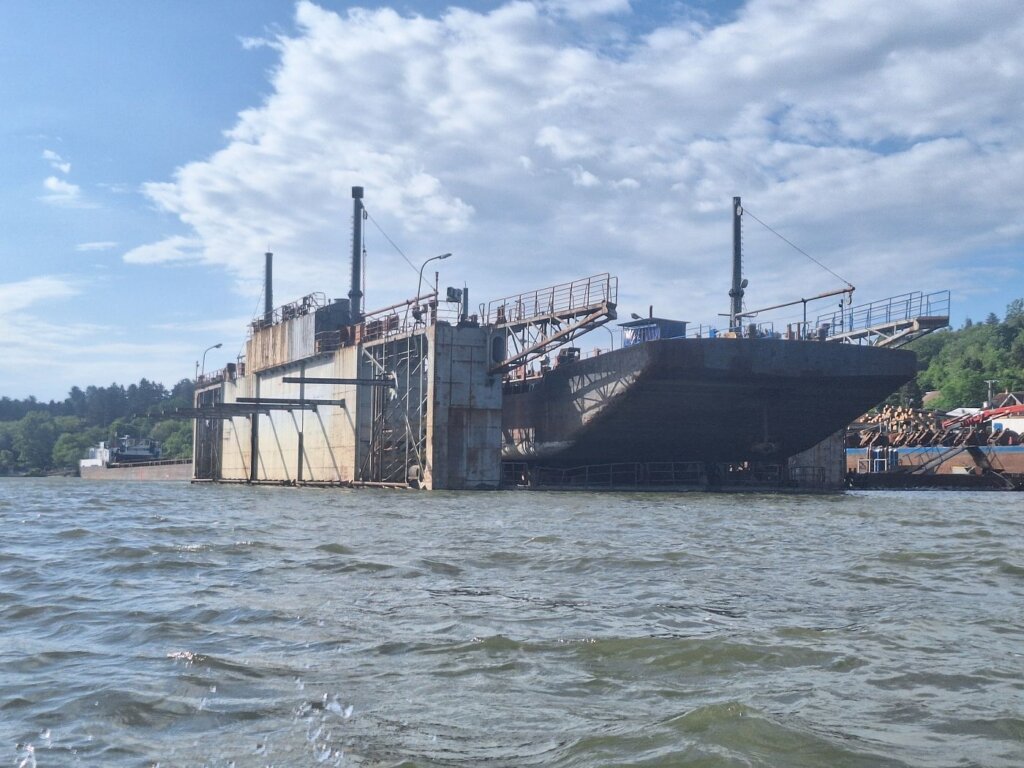 dry dock for river barge inland shipping Grocka na Dunavu Danube River Serbia