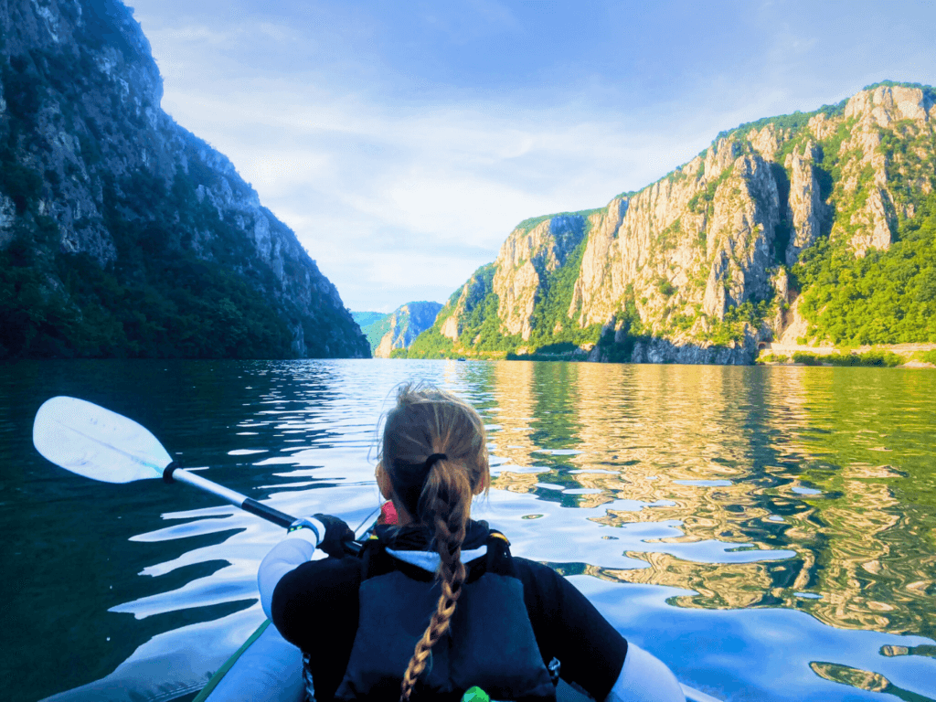 featured photo kayaking Svinita to Dubova Romania Cazenele Mari Kazan Klisura Great Kazan Gorge Iron Gate Danube Serbia ft