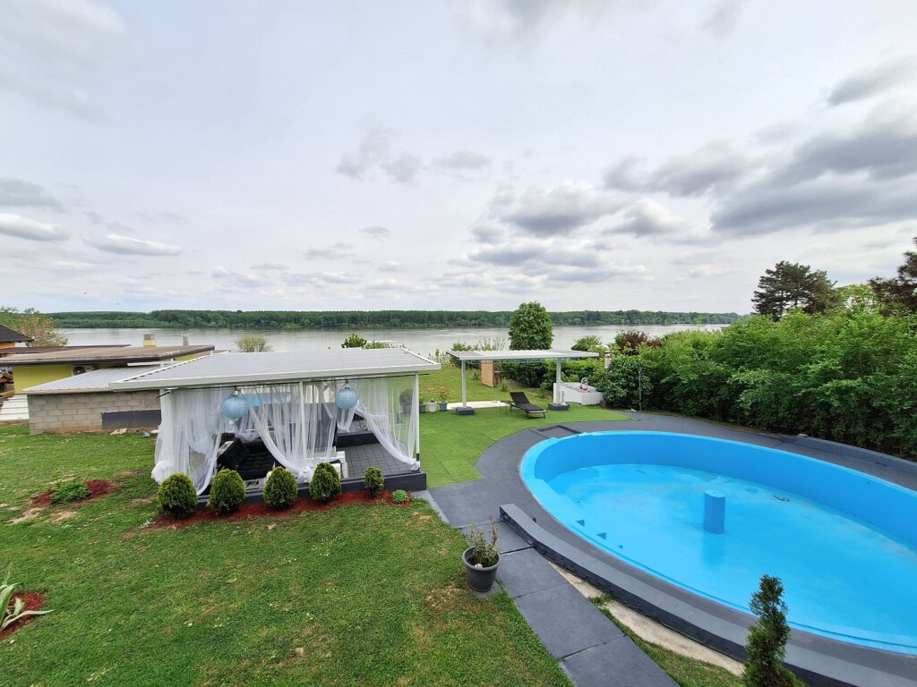 vista of the Danube River Novi Banovci Serbia two pools spring Balkans