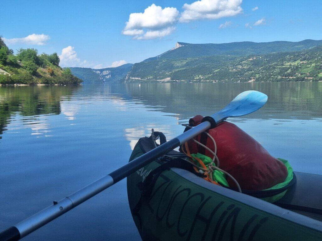 Eibenthal Romania Danube River kayak Cazanele Veliki Kazan Klisura Gorge Great Kazan Gorge vista Miroc Strbac peak vista cliffs rock