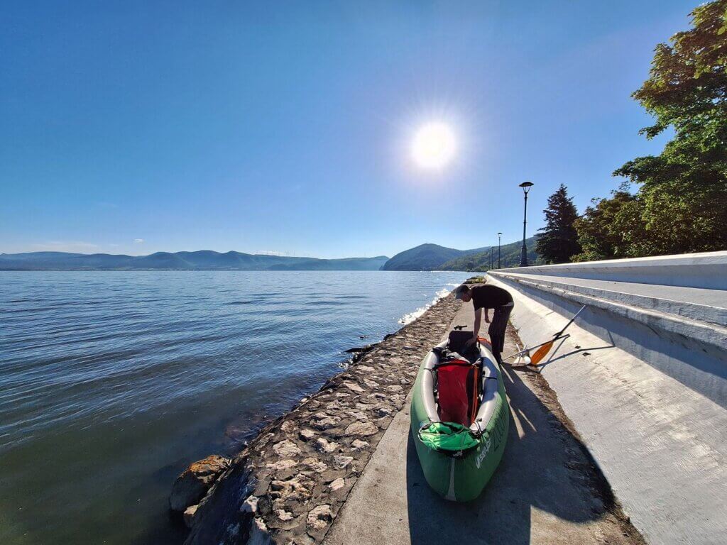 kayaking Serbia Golubac Fortress launch spot village embankment