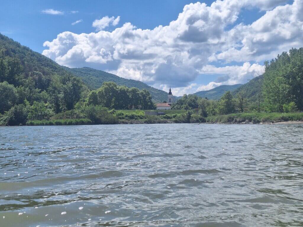 Dobra Serbia church Danube River Ljupkov basin kayking Balkans