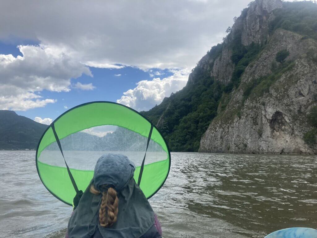 Iris Veldwijk kayak sailing Danube River Gorge Gospodgin vir gorge Serbia Romania cliffs caves