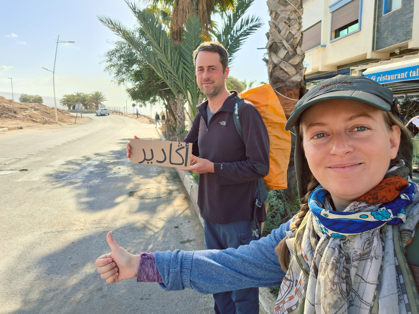 Hitchhiking from Taghazout to Agadir Morocco backpacking