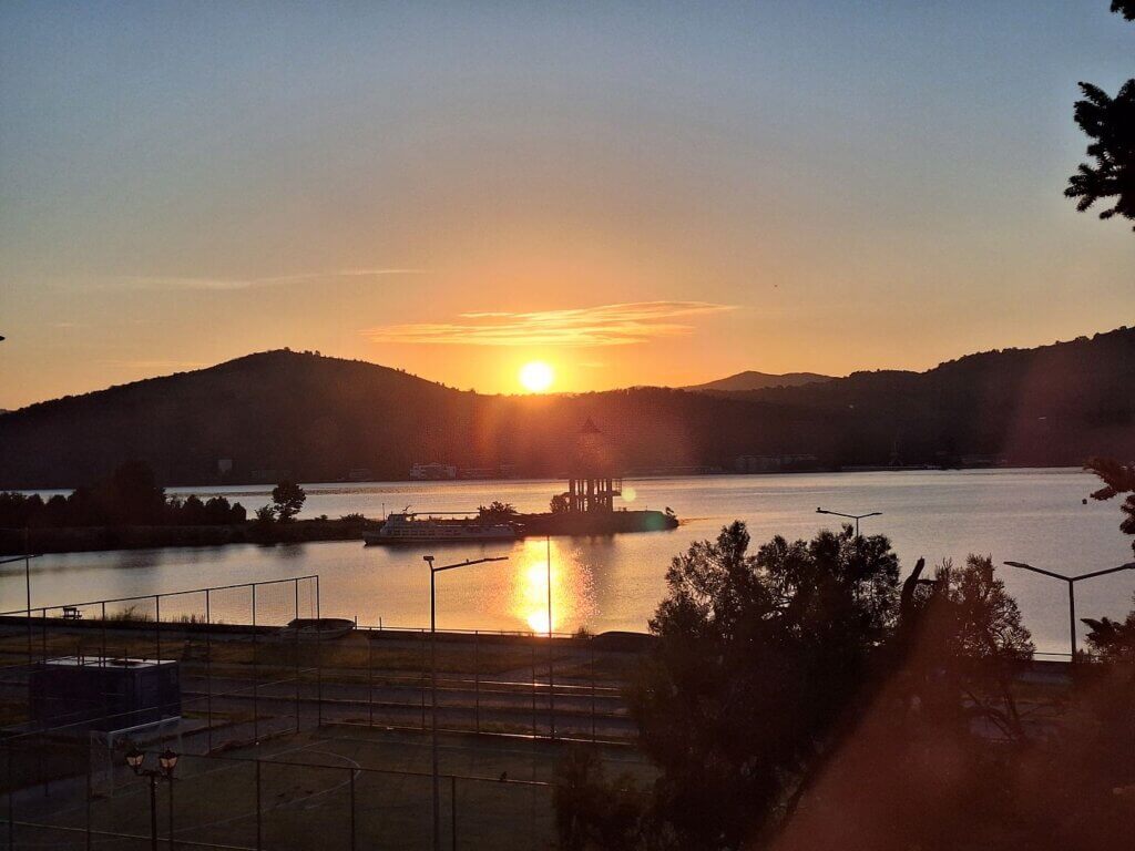 sunrise Orsova Romania bay valley kayaking Danube River