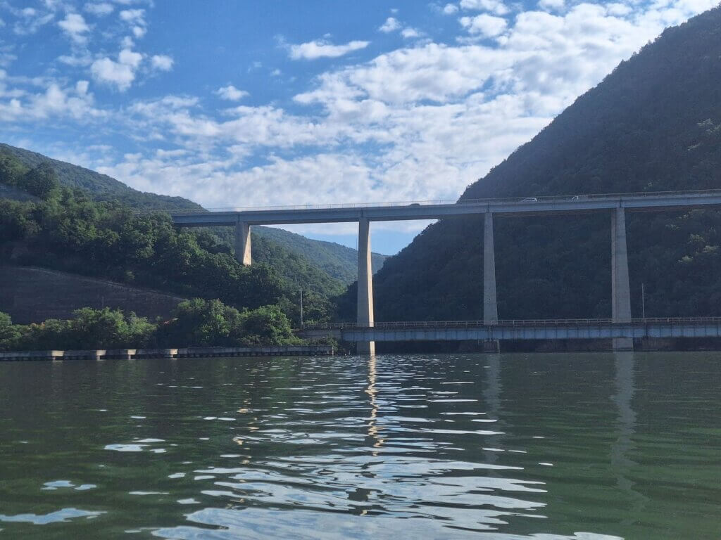 Slatinicul Mare viaduct road bridge Romania Danube River Iron Gate I dam Portile de Fier Sip Gorge canyon