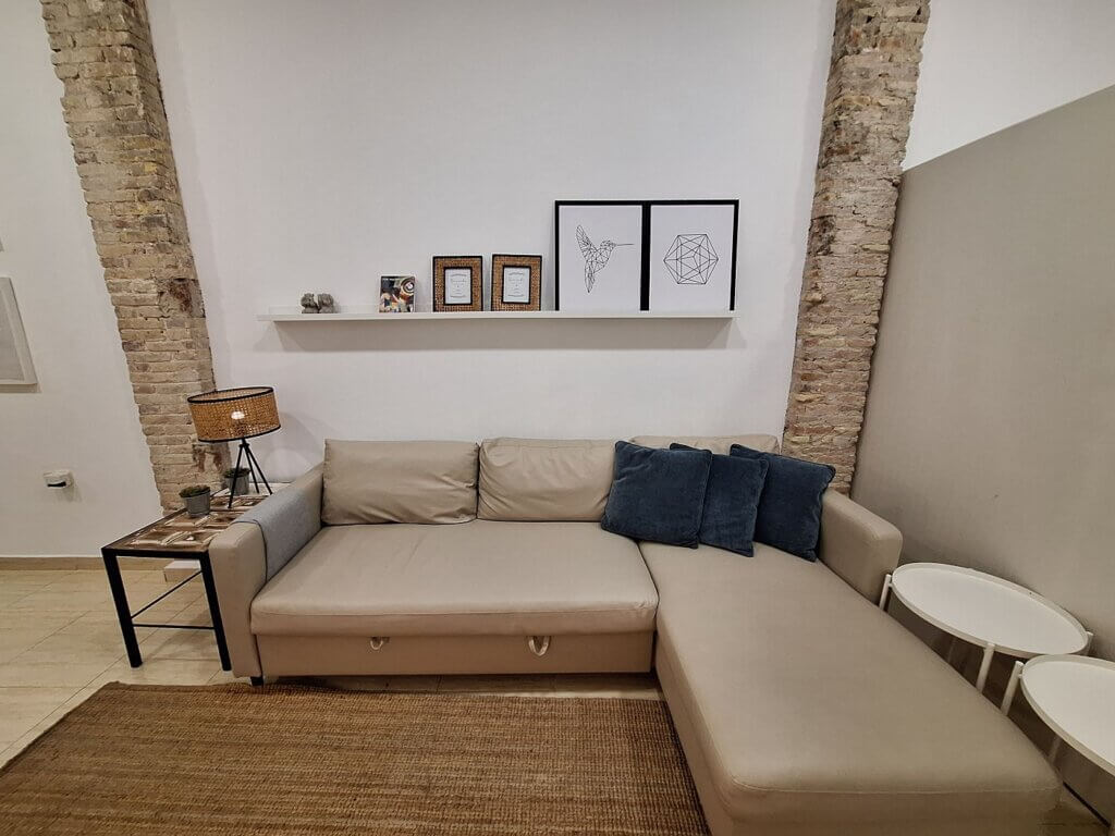 couch TV area Melilla Spain Airbnb where to stay in Africa