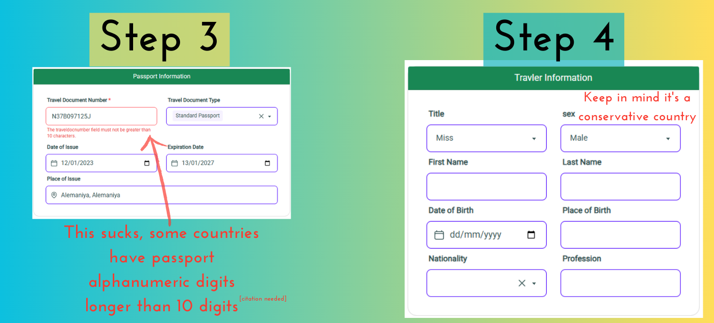 Mauritania e-visa application document number requirements name date of birth