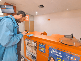 Maroc Telecom Fes inside the office buying a SIM card in Morocco