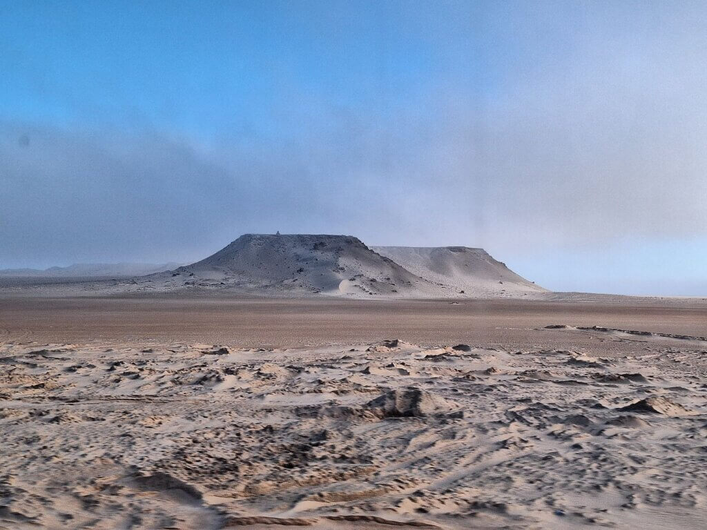 Western Sahara cloudy foggy day morning Dakhla lagoon sand hills