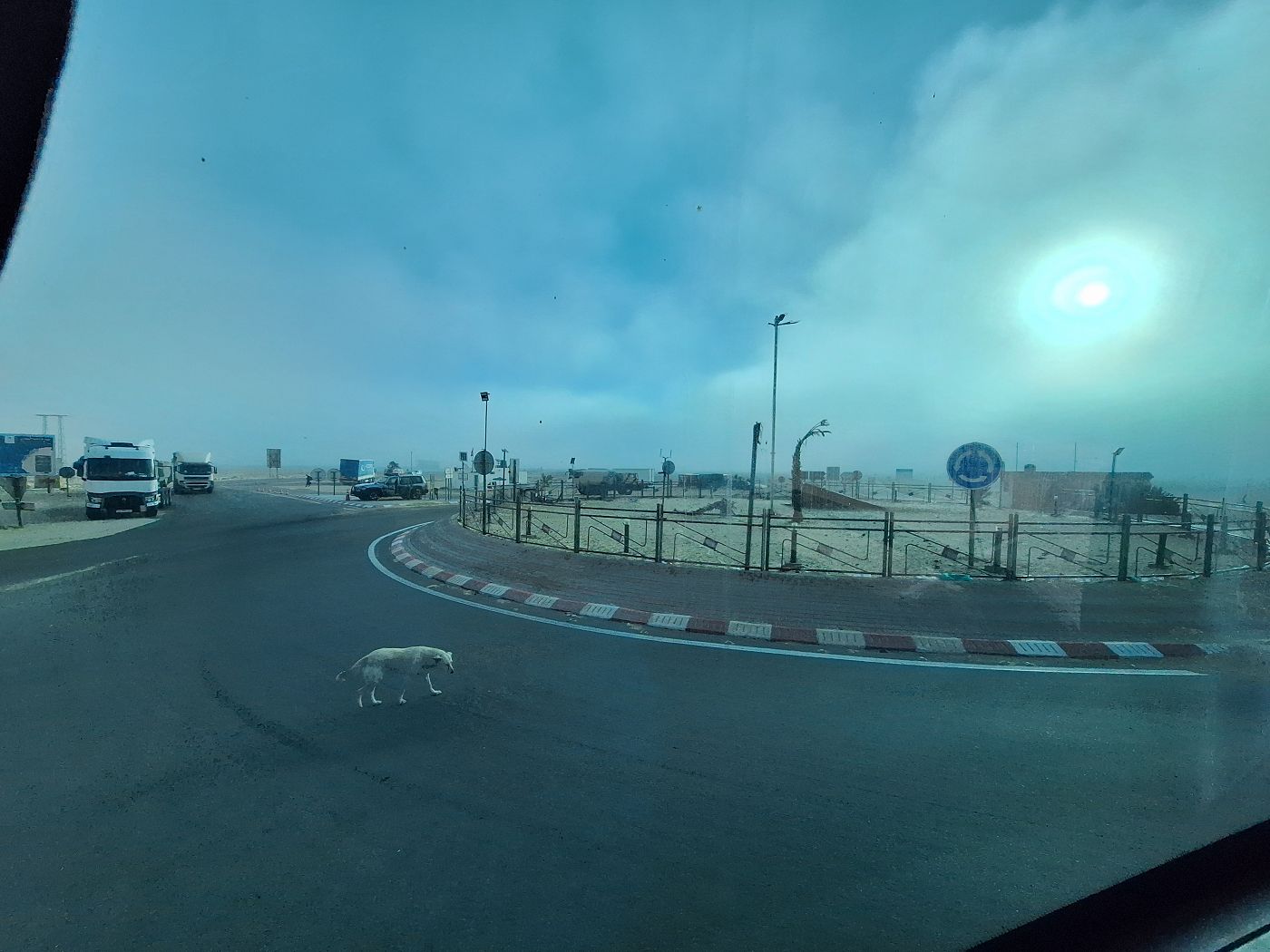 roundabout Dakhla Western Sahara Morocco-controlled police check