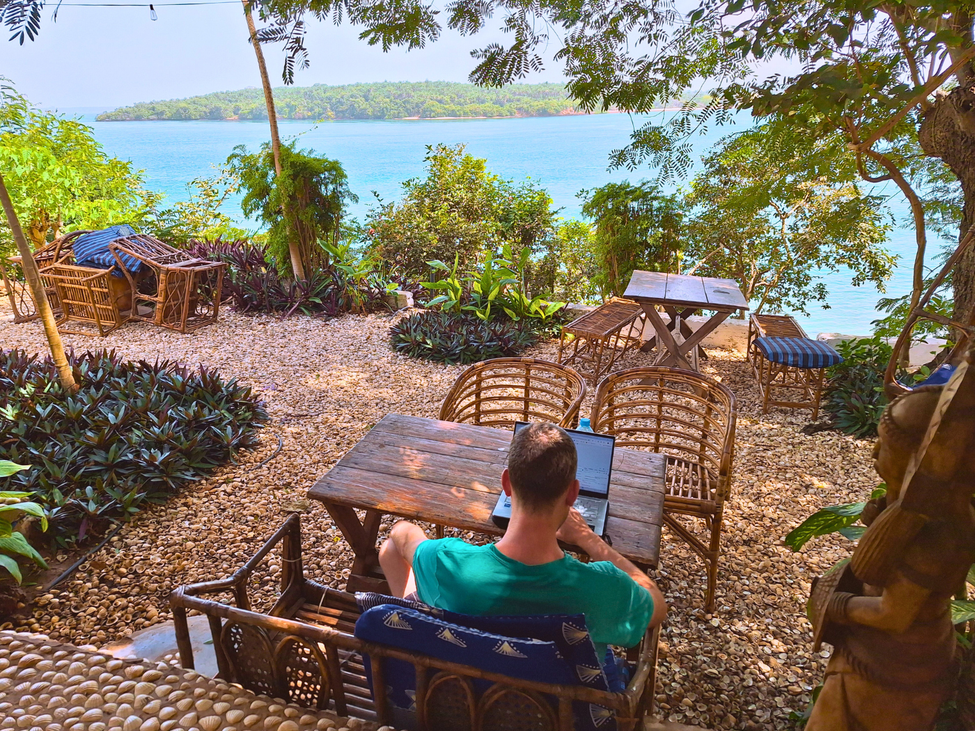 Jonas digital nomad working online from Bubaque Guinea-Bissau Bissau Bijagós islands archipelago West Africa travel tethering SIM card