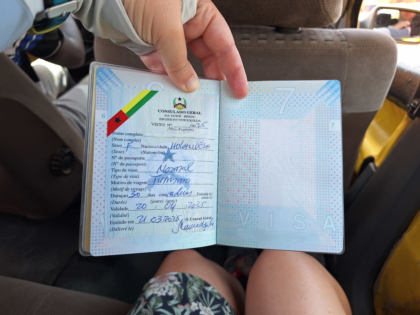 Ziguinchor to Mpak and São Domingos Guinea-Bissau visa in passport for tourists