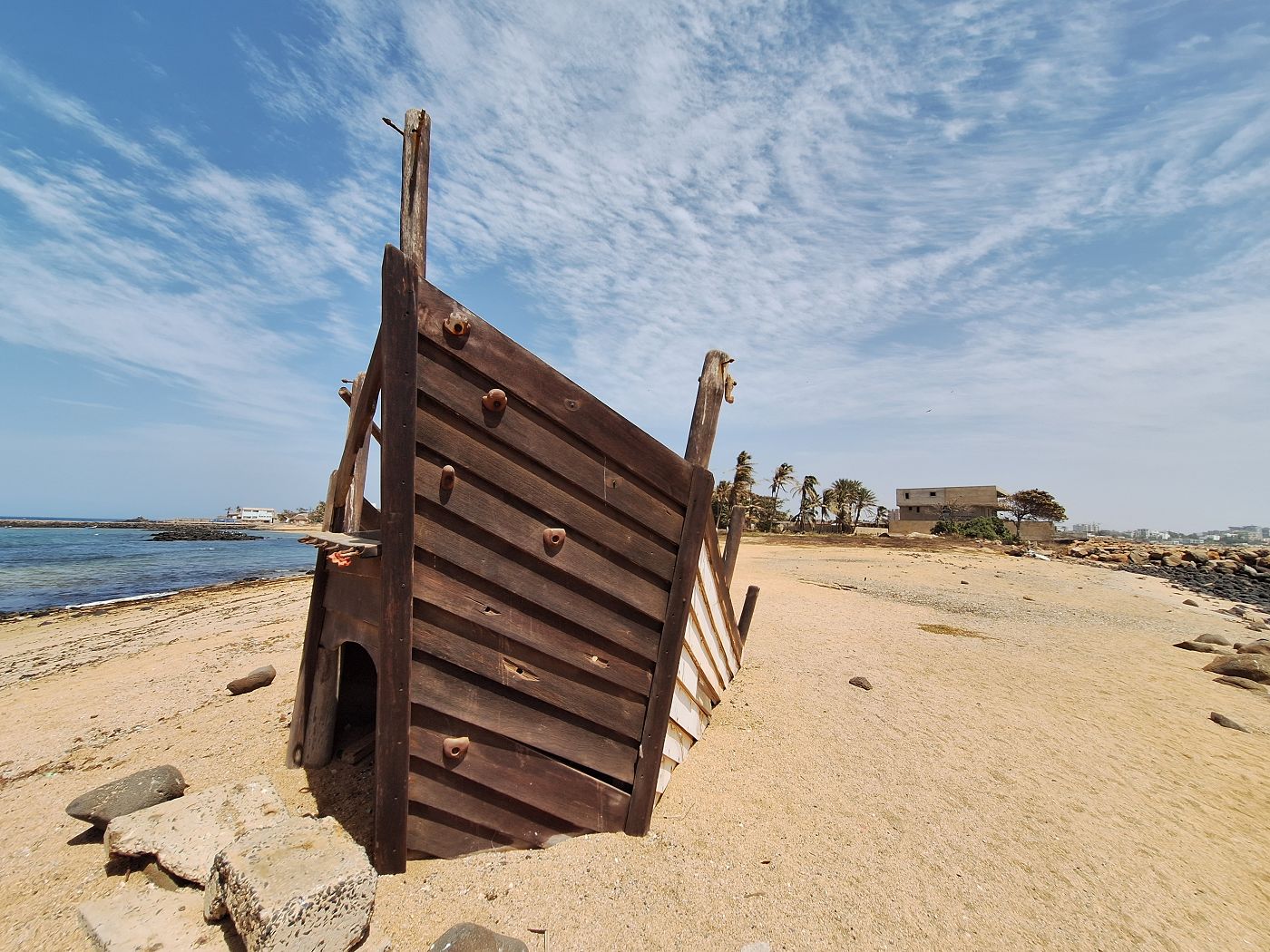 Scenic lookout playground equipment for children Dakar Senegal Pointe des Almadies guard bribe situation