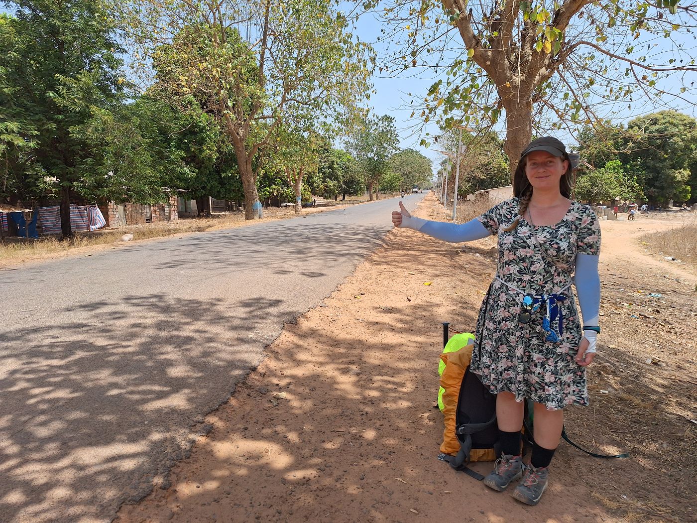 hitchhiking in Guinea-Bissau Mpak Senegal to São Domingos border crossing hitchhiker woman West Africa