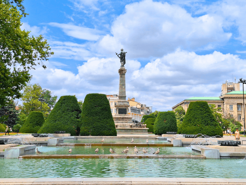 Ruse downtown 3 July 2024 fountain Bulgaria kayaking Danube Trip Europe