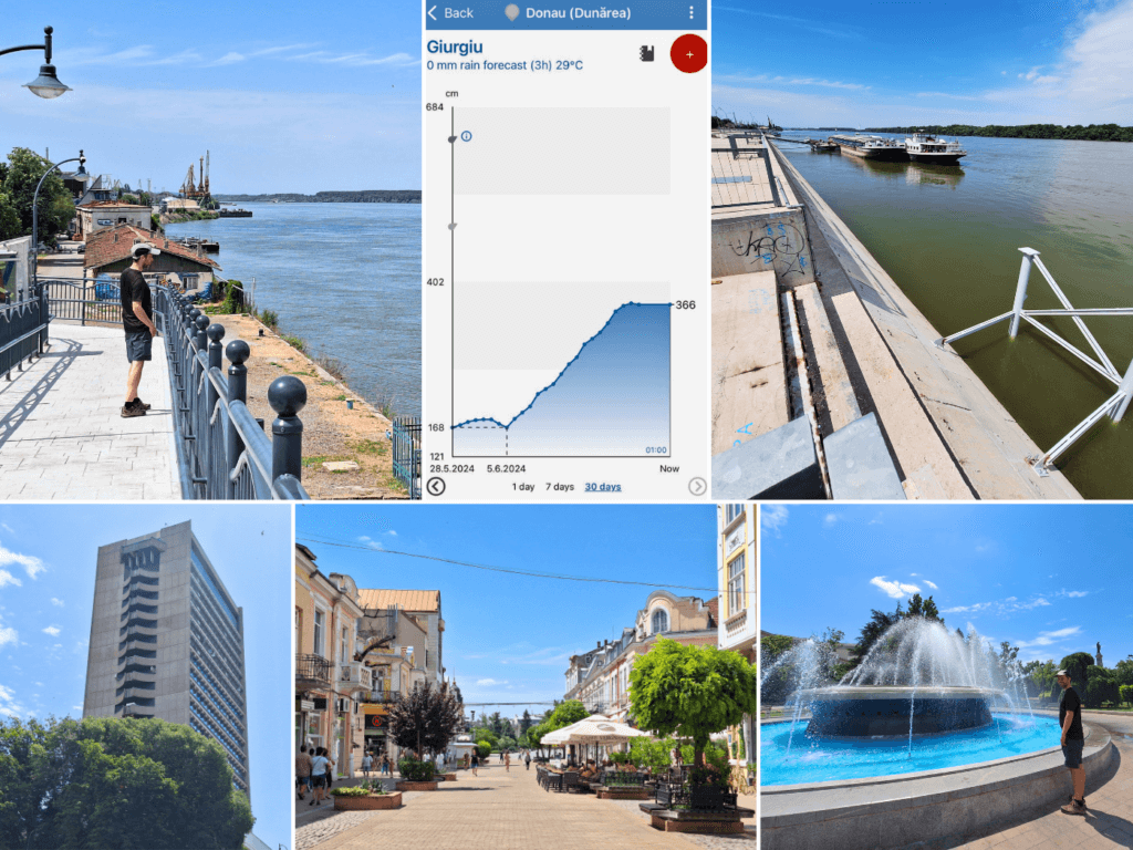 Thursday 27 June walking in Ruse along the Danube river high water levels 2024 looking for a new kayak launch spot