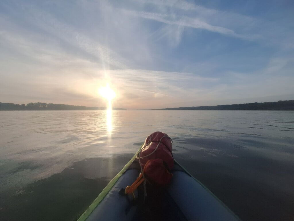 6 29 morning sunrise paddling Svishtov to Ruse kayaking Danube River