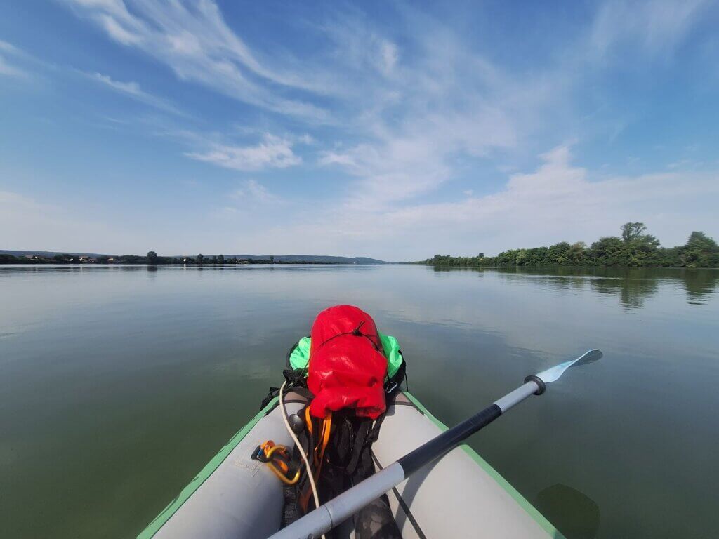 Danube bend near Drobeta-Turnu Severin Romania Serbia Ostrovu Corbului