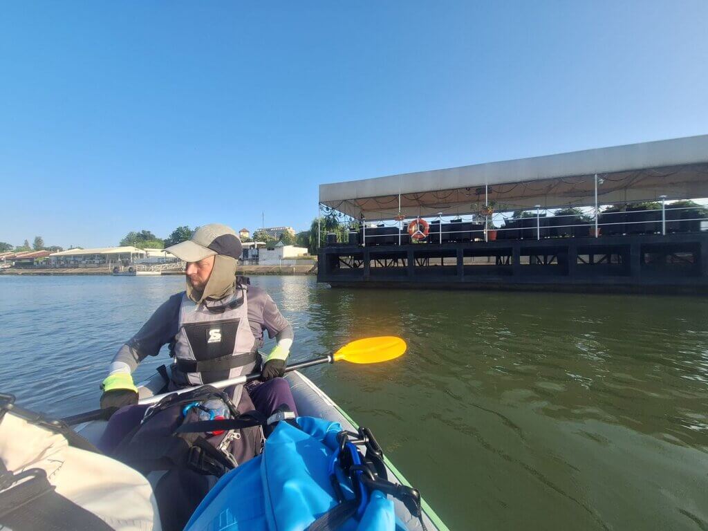 Jonas kayaking Danube Drobeta-Turnu Severin Romania restaurant launch spot kayak