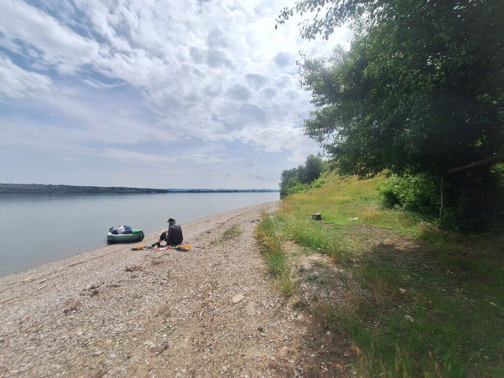 Jonas lunch break Danube Riverbank Romanian side egg fried rice Mehedinti County Oltenia