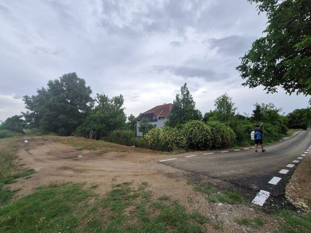 Crivina Romania Danube Burila Mare Mehedinti barking dogs walking from riverbank to cycling guesthouse kayak trip