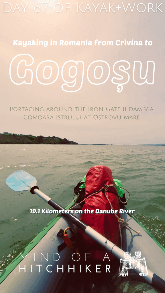 pin kayaking day 67 Crivina to Ostrovu Mare Danube River Romania Iron Gate II dam