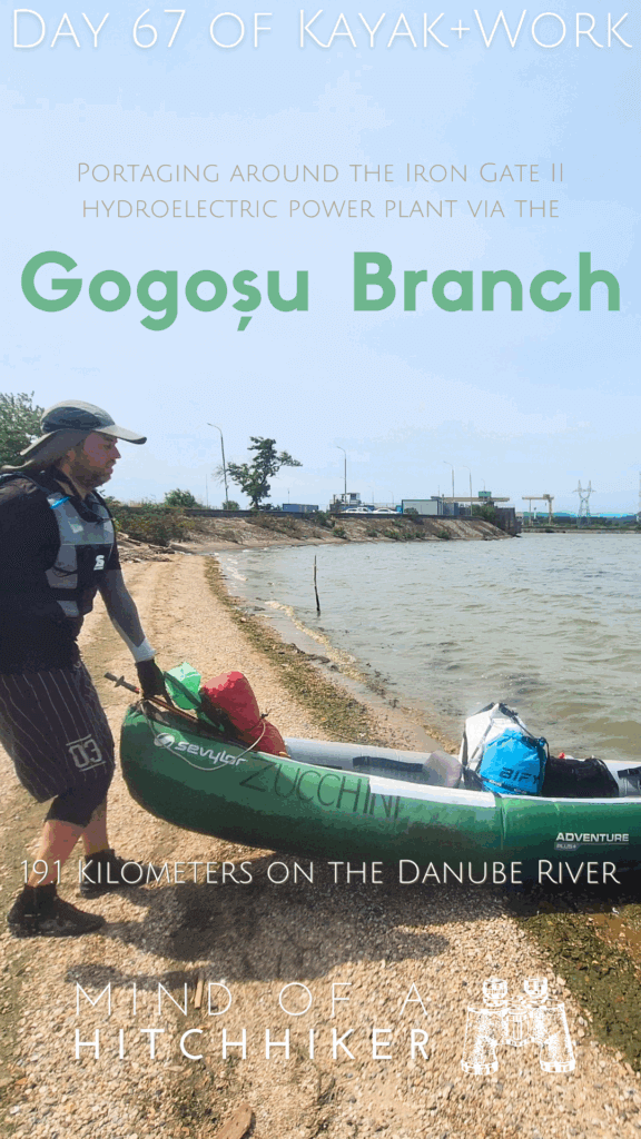 pin kayaking day 67 Crivina to Comoara Istrului touristic complex Gogosu Branch Danube River Portile de Fier Romania dam Iron Gate II