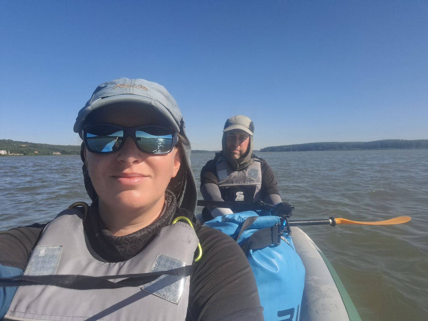 Iris Veldwijk Jonas kayaking Zucchini Danube nearby Botevo Tsar Simoneovo Bulgaria Romania border area EU Schengen