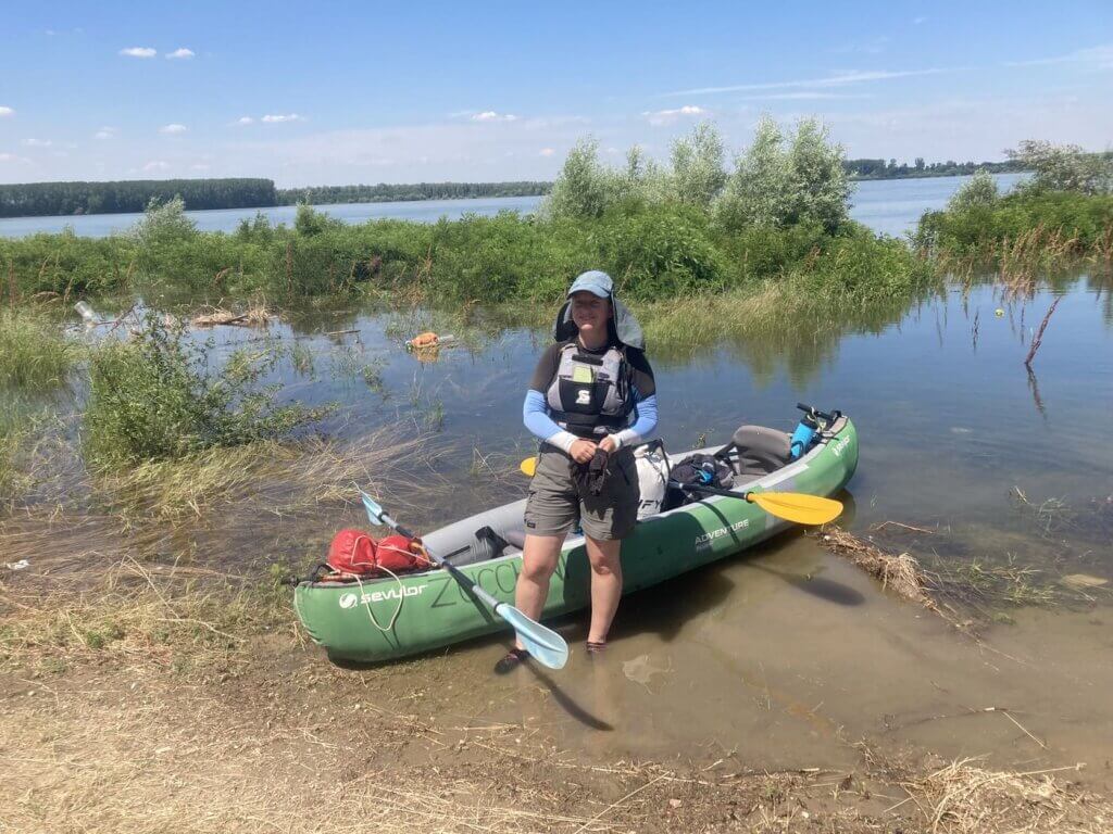 Iris Veldwijk kayaking Danube Zucchini Kozloduy nuclear power plant restaurant kayak break paddling to the Black Sea