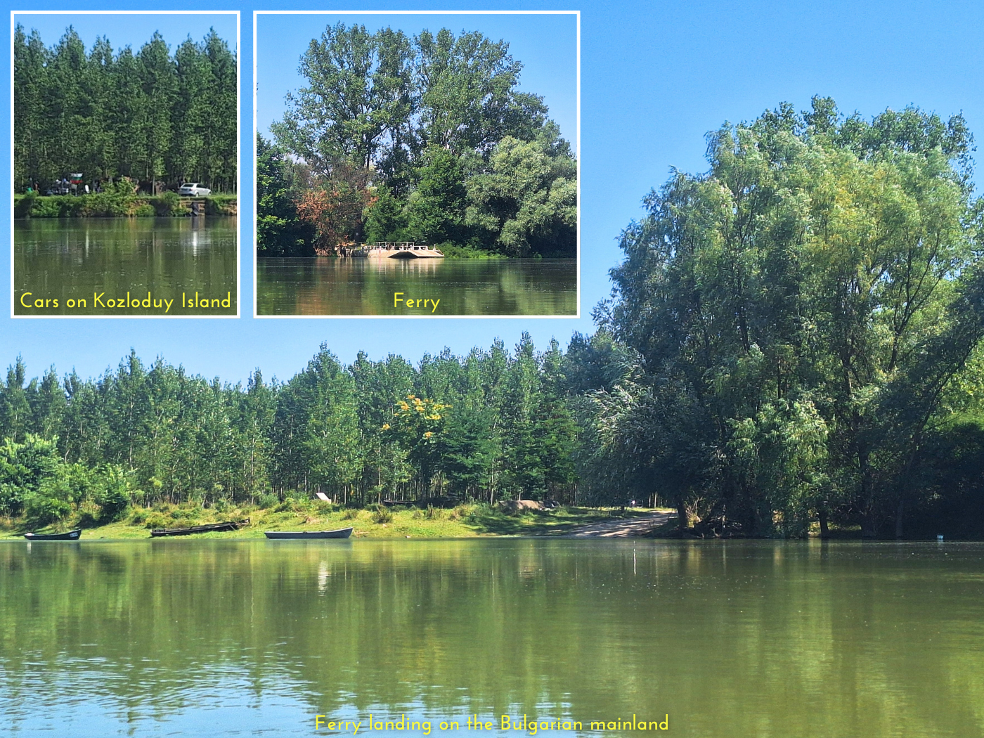 Kozloduy Island ferry Bulgaria forestry service camping summer Danube River recreation car campsite Danube river
