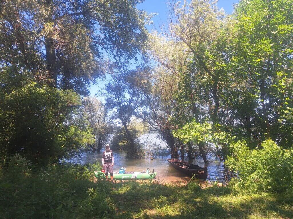 secret landing spot Bulgaria Danube River kayaking boat break lunch snack Vidin to Lom