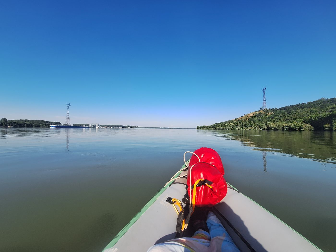 power line towers Oryahovo Bulgaria Bechet Romania ferry crossing Danube River kayaking adventure Balkan Black Sea before EU Schengen joining