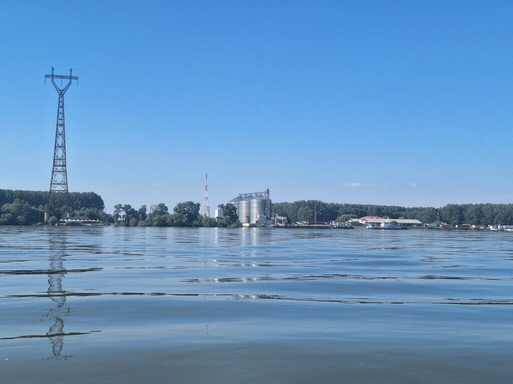 Bechet port Danube River Romania ferry crossing grain silos Europe Schengen EU border Bulgaria