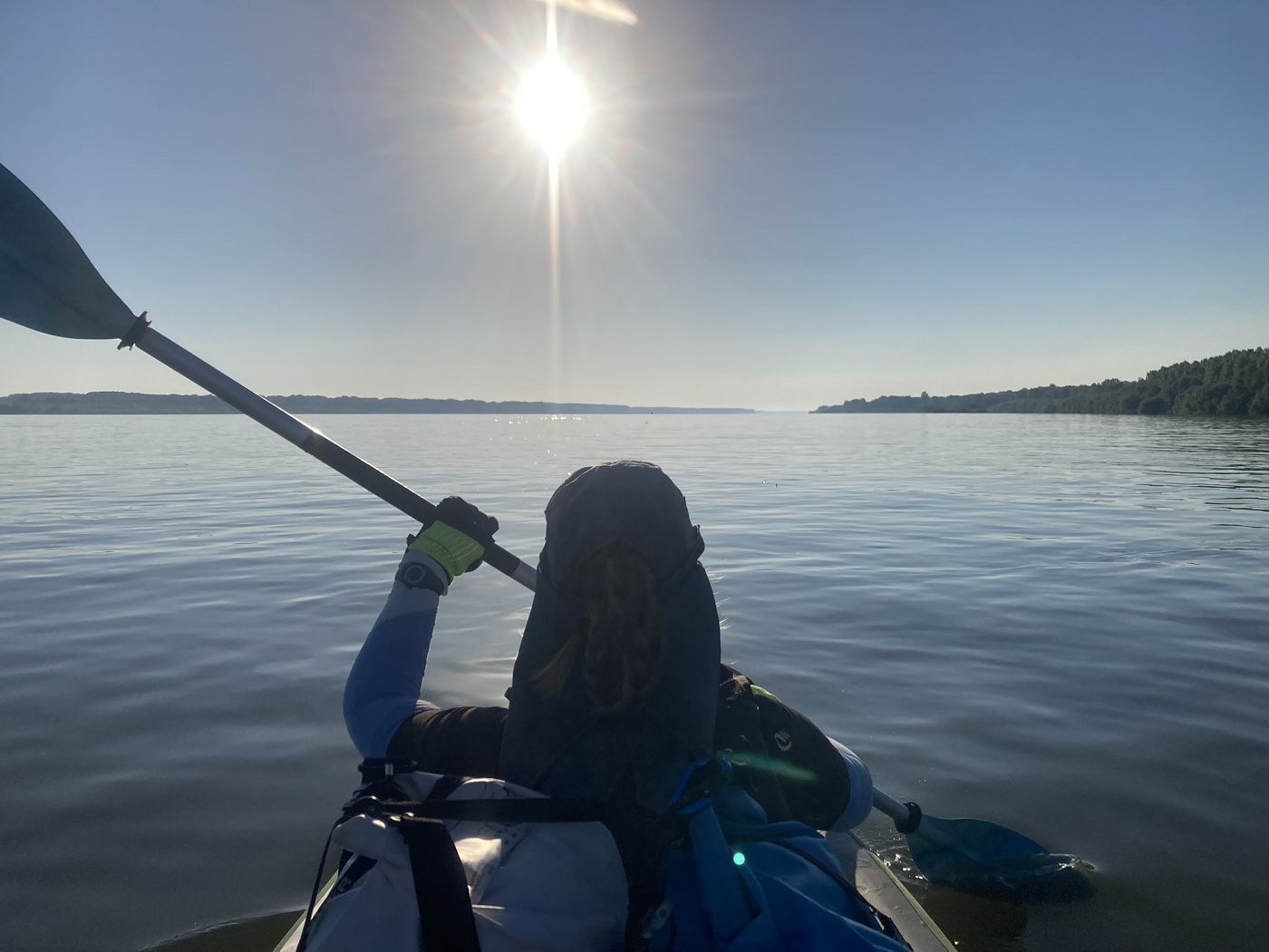 Iris Veldwijk kayaking Danube River Lom to Oryahovo Bulgaria sunrise kayak