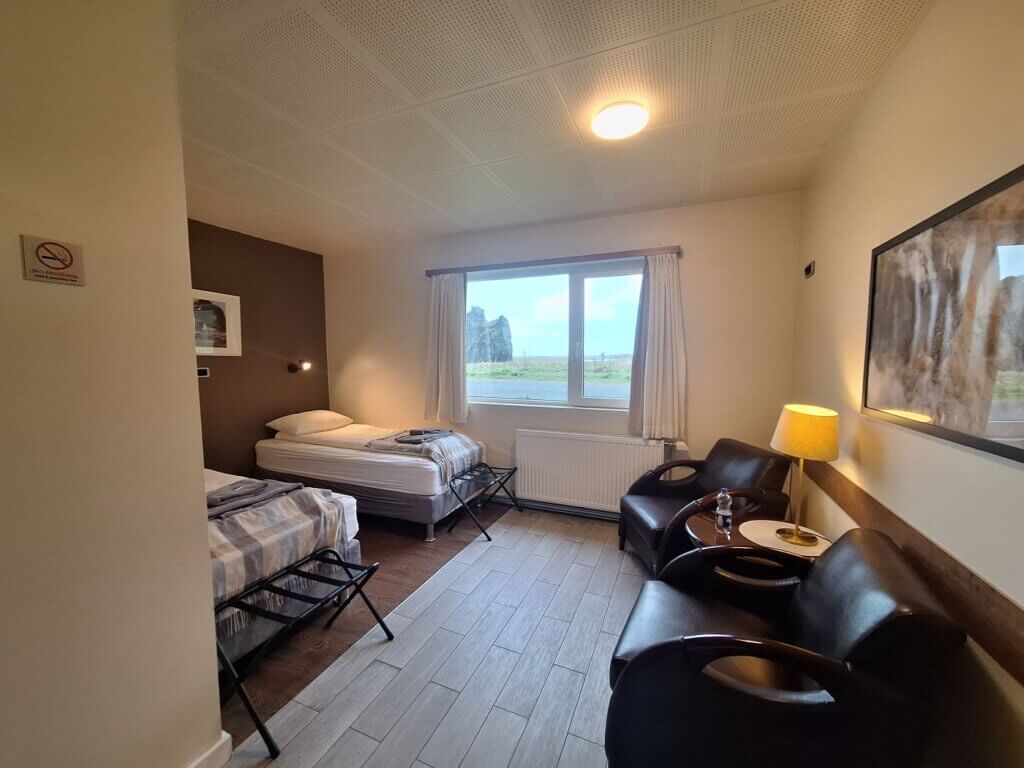 hotel Drangshlid south coast golden circle accommodation in Iceland double room cozy area