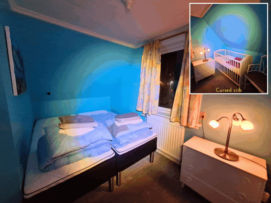 master bedroom house Tvoroyri Suduroy cursed crib accommodation in the Faroe Islands creepy