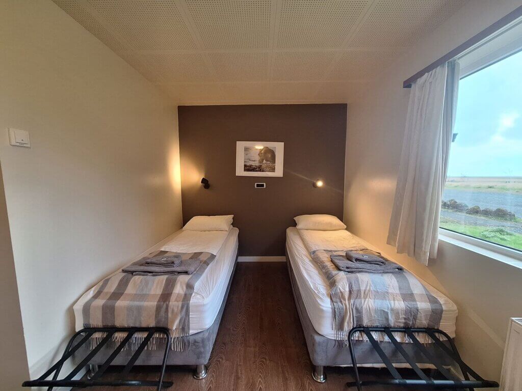 double room hotel Drangshlid south coast Iceland ring road two single beds