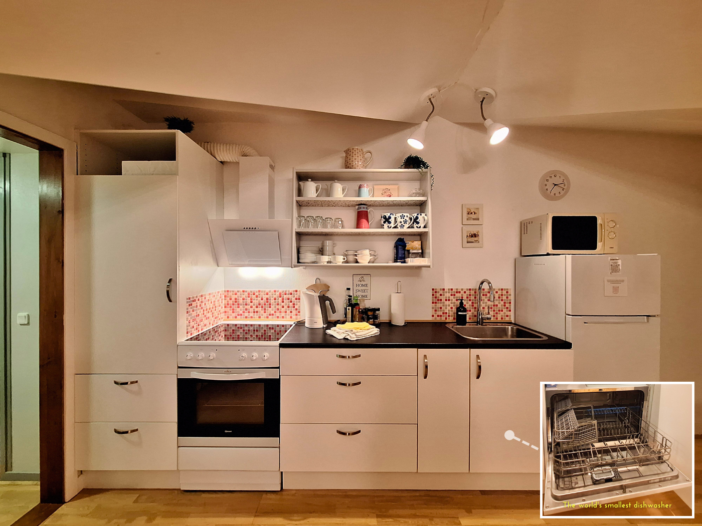 kitchen dishwasher overn stove accommodation in the Faroe Islands Midvágur Vágar island