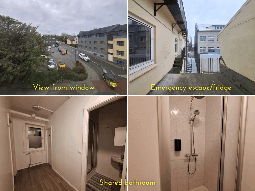 old town Reykjavik shared bathroom view from window