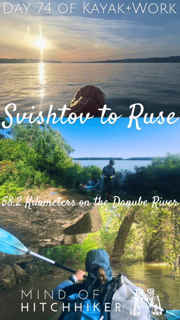 collage pin Kayak Trip Day 74 Svishtov to Ruse cliffs caves paddling sunrise