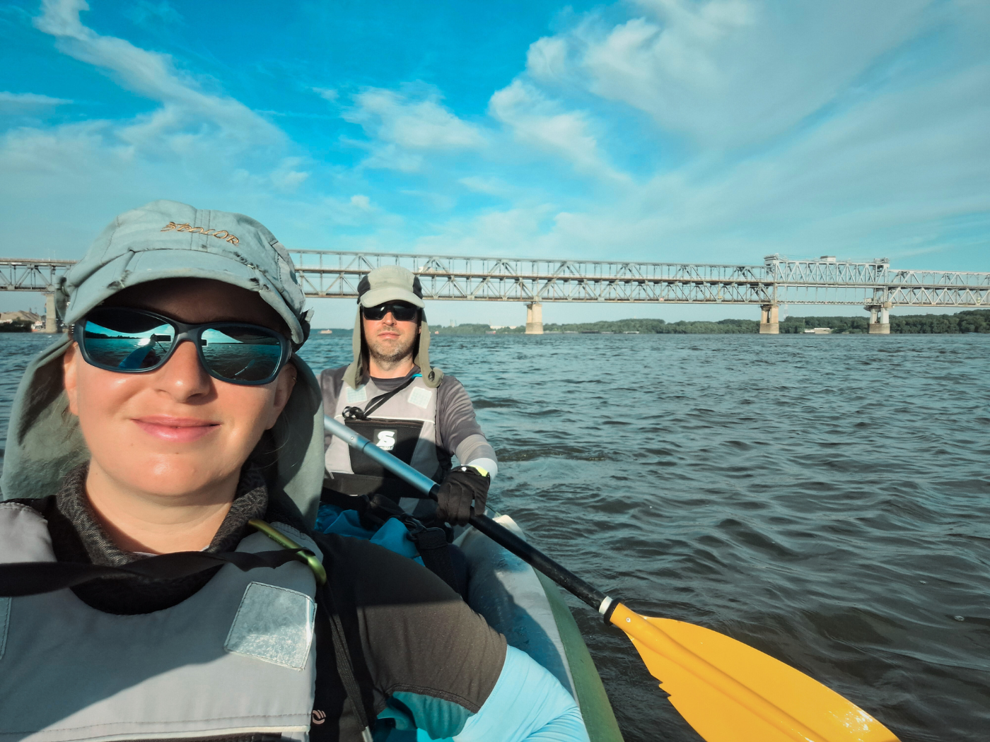 Danube kayak trip day 75 Ruse to Tutrakan Bulgaria kayaking Giurgiu bridge Romania 1000 kilometers paddled
