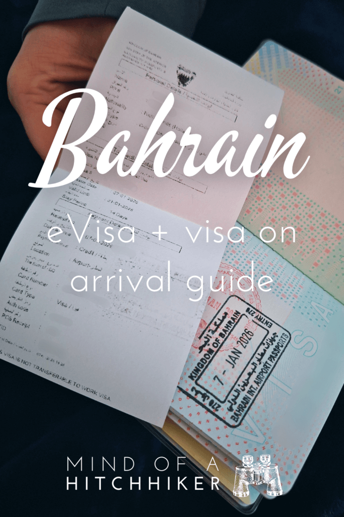 pin tourist visa Bahrain airport eVisa visa on arrival passport stamp