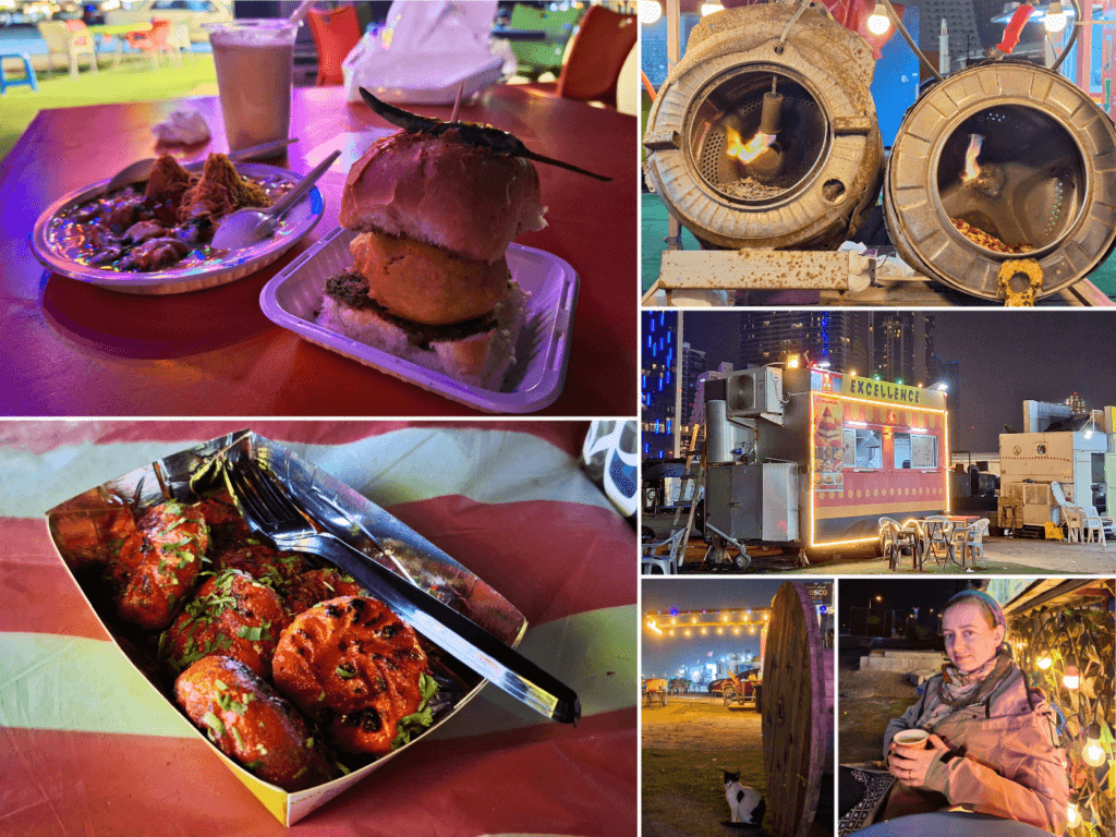 Food truck area Al Fateh Juffair beach Indian cuisine Nepali momos roasted nuts filipino thai chaat vegetarian vada pav