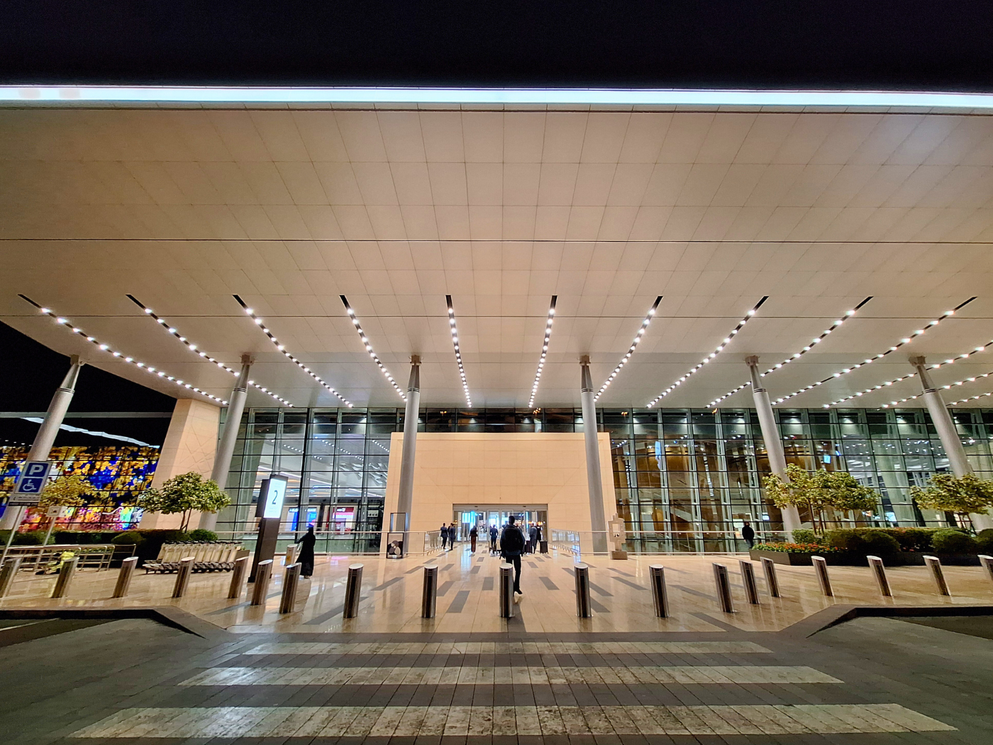 Bahrain International Airport economy departures at night Muharraq Manama Gulf GCC flight to Goa India