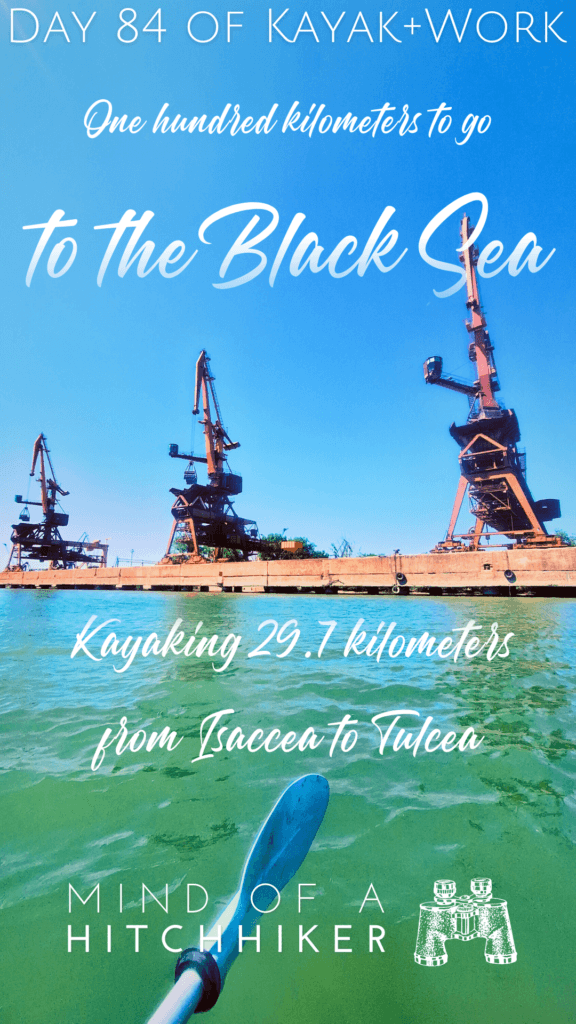 less than 100 kilometers to go to the Black Sea Tulcea Romania distance Danube kayak trip day 84 kayaking inflatable